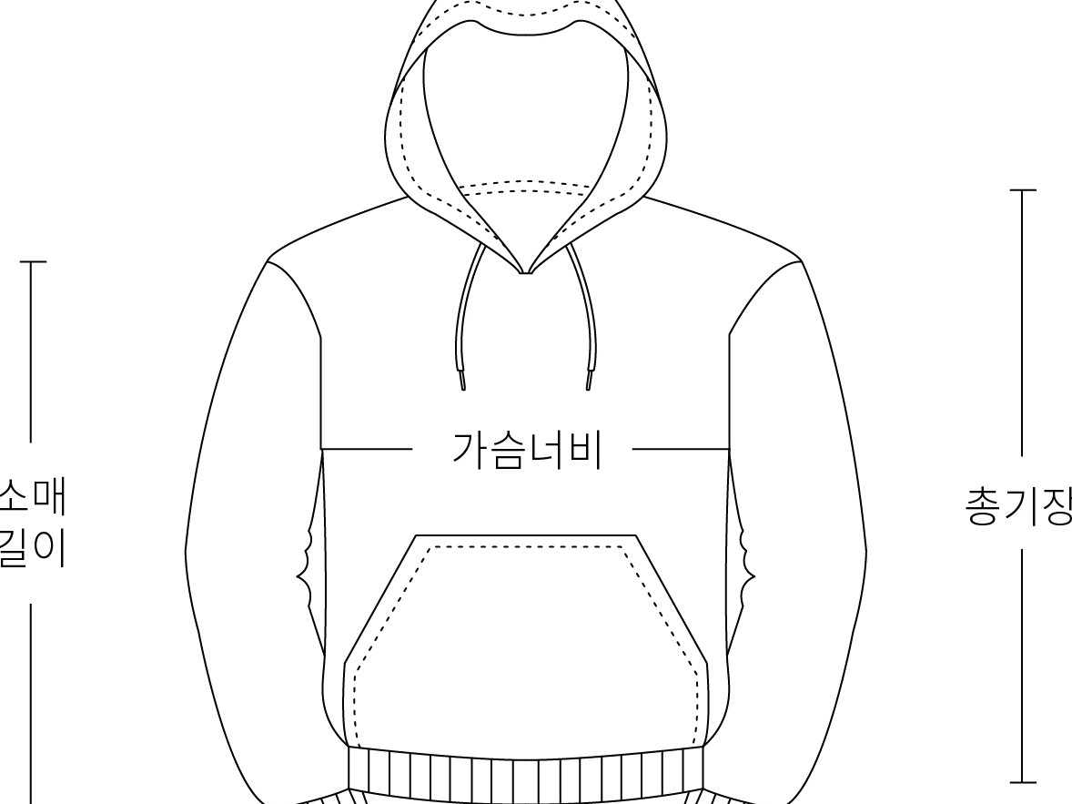 특양면 베이직 후드 남녀공용 크기